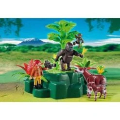 Playmobil 5415 Wild Life - Gorilles Et Okapis Avec Végétation