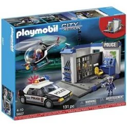 Playmobil 5607 City Action - Poste De Police Avec Voiture Et Hélicoptère