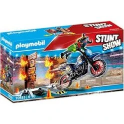 Playmobil Stuntshow Pilote De Moto Et Mur De Feu 70553