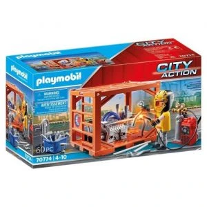 Playmobil 70774 - Ouvrier Et Conteneur 3 Playmobil 70774 - Ouvrier Et Conteneur